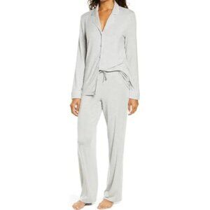 MEDIUM Womens Nordstrom Moonlight Eco Tencel Long Sleeve Gray Knit Pajamas